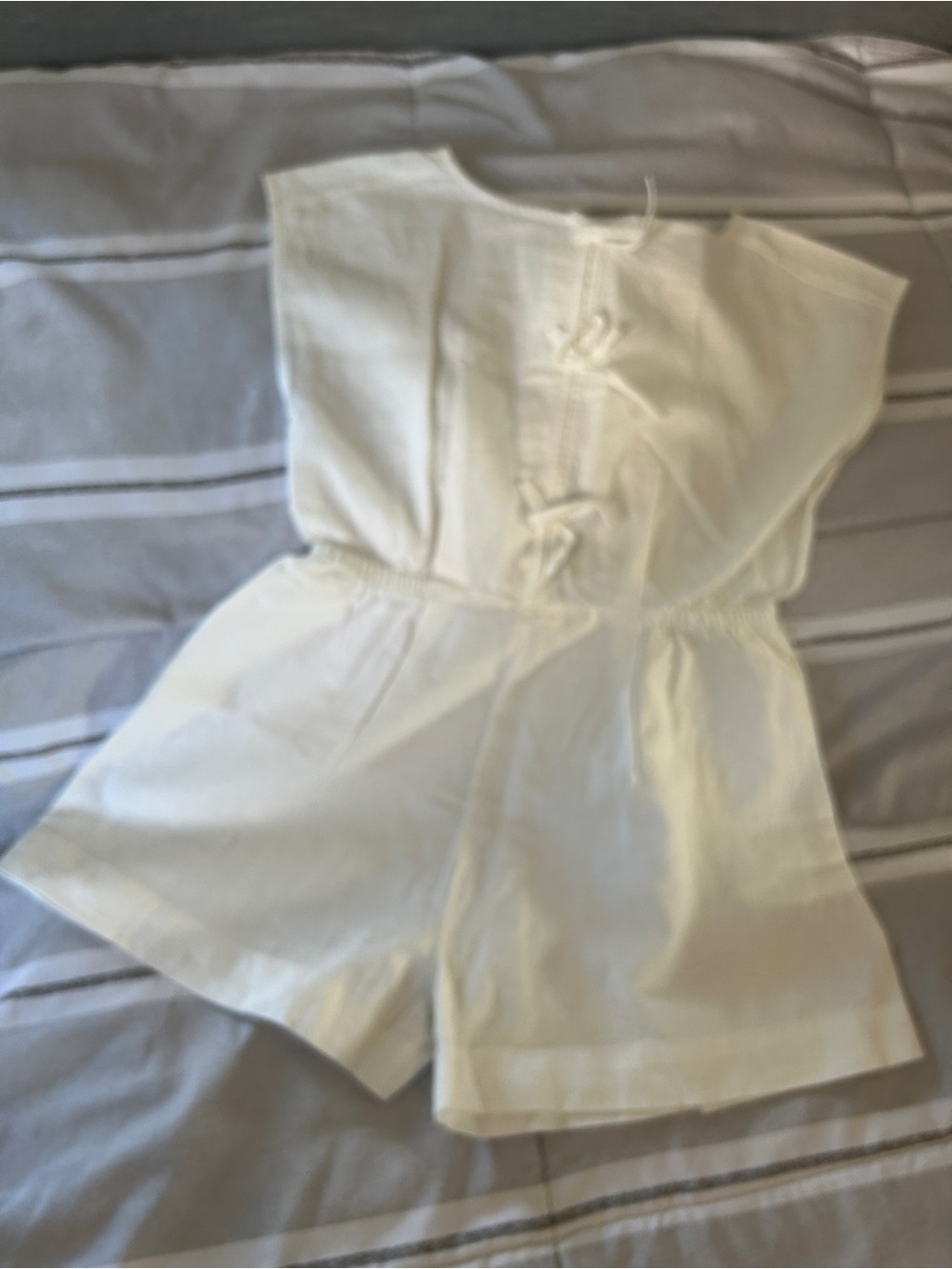 Zara Cream One-Piece Kids Romper with Front Tie Detail